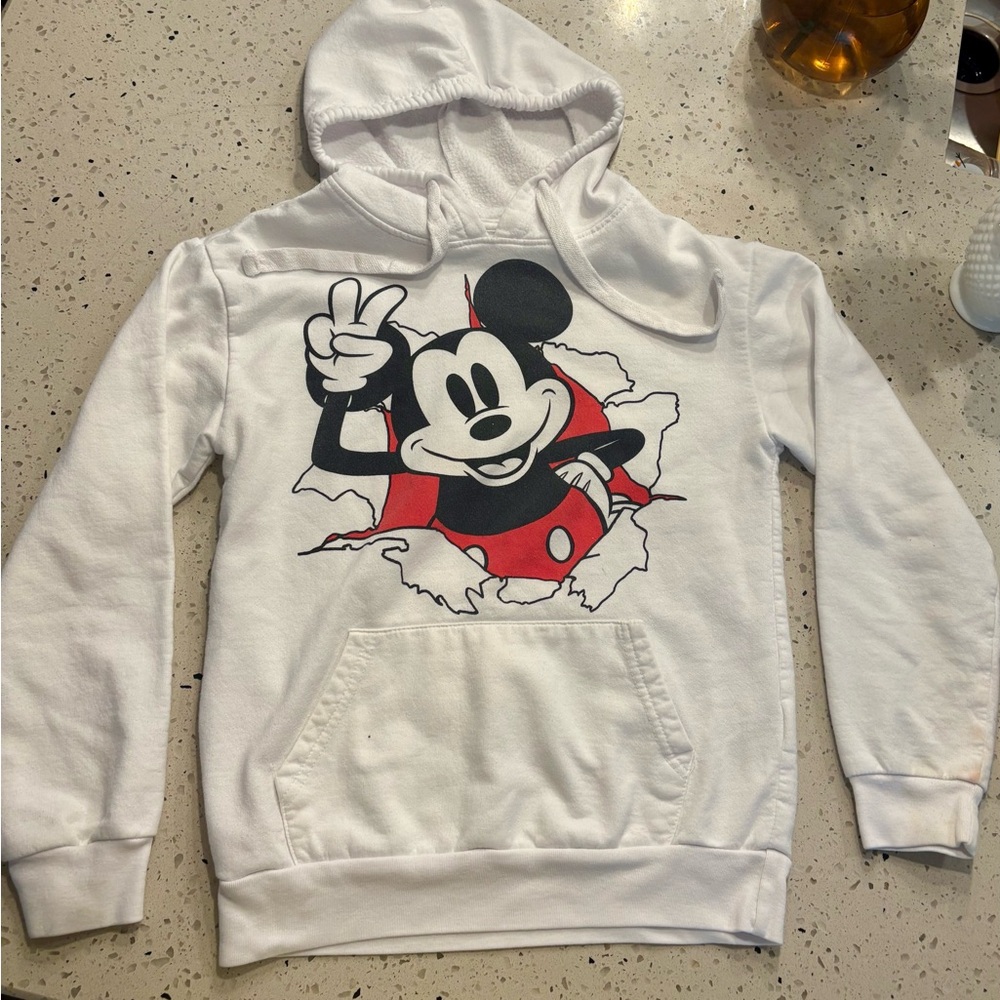 Disney White Hoodie with‎ Mickey Mouse Graphic Adult